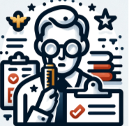 C:\Users\Наталочка\Desktop\DALL·E 2024-03-19 19.10.43 - Create an icon representing a critic person, embodying the essence of analysis and judgment. This icon should depict a figure with a scrutinizing gaze.png